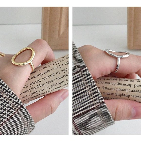 *NEW Gold/Sterling Silver Circle Adjustable Ring - Picture 2 of 7